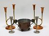 5PC MCM Metal Candlestick Tableware Grouping