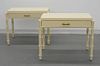 PR Hollywood Regency Faux Bamboo White Side Tables