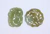 2PC Chinese Qing Dynasty Carved Jadeite Medallions