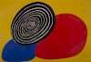 Alexander Calder  'Blue, Red & Spiral Ovoid Shapes'