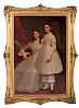 Fine Antebellum Portrait of Two Sisters, Signed Moses Billings 