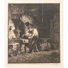 Charles Emile Jacque Framed Etching, The Forge