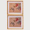 Pair Of Gongbi Style Floral Paintings, Framed