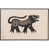 Framed Paper-Cut, Chinese Tiger, Signed