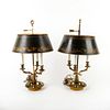 Pair of Heavy Brass Scroll Table Lamps