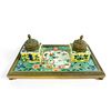 Japanese Double Tile and Brass Inkwell