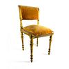 Vintage Orange Velvet Armless Wooden Chair