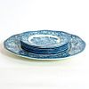 6 Staffordshire Ironstone Liberty Blue Saucers & Plate