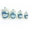Set Of Four, Delft Blue and White Lidded Jars