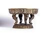 Partially gilded metal stand, finely engraved and embossed, of oriental taste