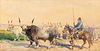 Rocchi (Scuola italiana del XIX secolo) - Horseback riding and buffalo in the Roman Campagna, 1858