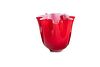 Murano glass vase with red handkerchief overlaid with white, 20th century