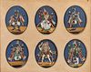 Twelve oval miniatures depicting divinities, India Tamil - Nadu, late 19th - early 20th century