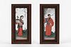 Two glass paintings depicting a dignitary and a concubine, 19th century Canton China