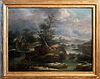 Jules-Cesar Denis van Loo (Parigi 1743-1821)  - Winter landscape with hunter