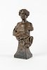 Luigi Bistolfi (Acqui 1860-Roma 1919)  - Bronze sculpture depicting the bust of a gentlewoman, probably the Countess de Luca