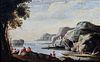 Scuola italiana, fine secolo XVIII - inizi secolo XIX - Coastal view with fishermen in the foreground