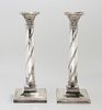 Pair of Silver Plate Weighted Candlesticks