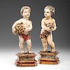 Polychrome Wooden Putti Figures 