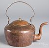 American copper tea kettle, ca. 1800