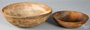Two turned wood bowls, 19th/20th c.