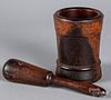 Monkey wood mortar and pestle, 18th c.