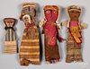 Four Chancay Pre-Columbian burial dolls