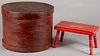 Painted bentwood band box, 11 3/4" h., 16" w., to