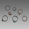 Lot of 7 Ancient Roman, bronze Rings c.1st-4th century AD.