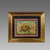 Indian Miniature with Elephant mounted in gilded frame. 17 3/8 x 14 3/8 inches. 20th century.