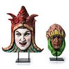 Two Paint Decorated Cast Iron Carousel Masks: Jester and Mind Reader 