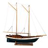 A Polychrome Paint Decorated Carved Wood Schooner Model