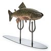 A Pressed Metal Mounted Carved and Painted Wood Trout on Fish Spear Stand 