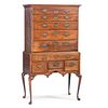 A Queen Anne Carved Maple Flat-Top High Chest, Likely Massachusetts, Circa 1770