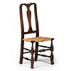 A Queen Anne Cherrywood Brush-Foot, Rush-Seat Side Chair, New England, Circa 1750 and later