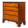 A Chippendale Mahogany and Tiger Maple Chest of Drawers, New England