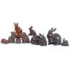 Nine Sewer Tile and Other Ceramic Cat and Rabbit Figures