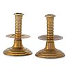 A Pair of Early Turned Brass Candlesticks