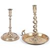Two Continental Brass Candle Sticks 