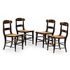 Four Gilt-Stencil Decorated Black-Painted Cane-Upholstered Hitchcock Side Chairs, Circa 1840 
