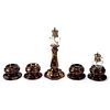 Five Rockingham Glazed Candle or Oil Lamp Holders