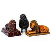 Three Ceramic Glazed Lion Figures