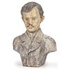 A Carved and Painted Red Oak Bust of a Mustachioed Gentleman, Circa 1860, Found in Tennessee