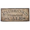 A Wooden Sign in Old Paint Advertising Fairbanks Standard Scales, Circa 1860s