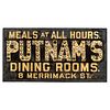 A Pierced Tin Putnam's Dining Rooms Advertising Sign, Lowell, Massachusetts