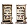 Two Lithograph Decorated Diamond Matches Penny Match Dispensers