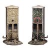Two Northwestern Novelty Co. Cast Iron Penny Match Dispensers 