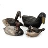 Four Painted Wooden and Canvas Duck Decoys