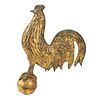 A Molded Copper Rooster on Ball Weathervane
