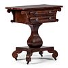 A Classical Glass Mounted Mahogany and Cherrywood Two-Drawer Work Table, Likely Mid-Atlantic States, Circa 1840